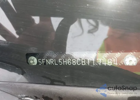 2012 Honda Odyssey Ex-L z USA, uszkodzony, nr VIN 5FNRL5H68CB117464